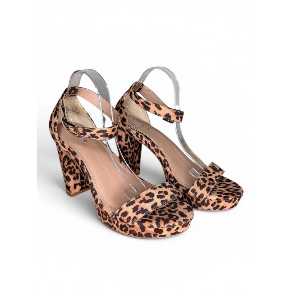 Torrid Block Heels Sandals Size 13WW Extra Wide Leopard Retro Platform Tapered